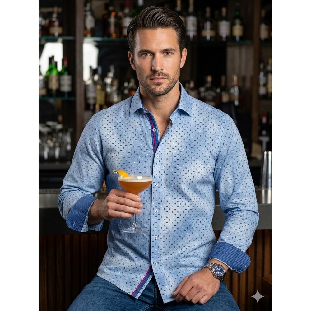 Spazio Uomo 3XL Long Sleeve "Tiny Eye" Pattern‎ Party Shirt